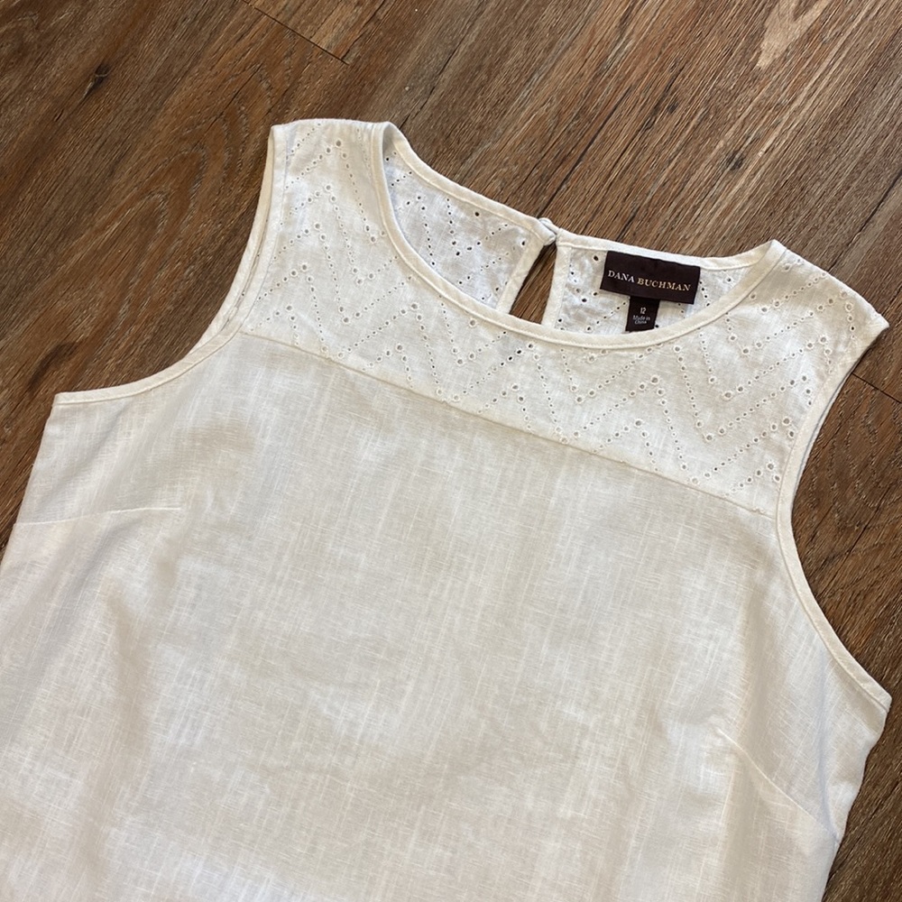 DANA BUCHMAN Linen Shift Sleeveless Short Summer Dress
